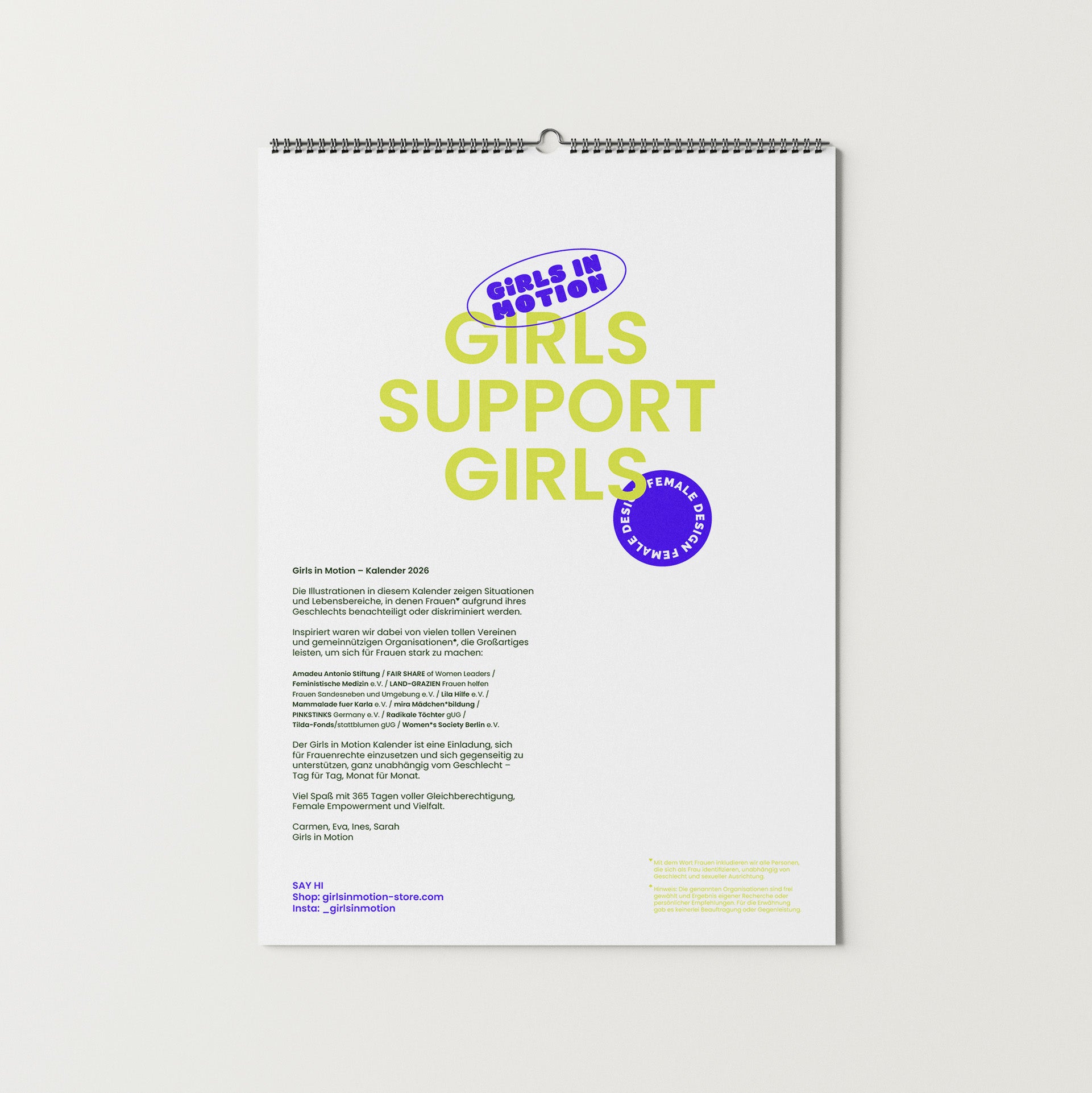 Girls support Girls Kalender 2026