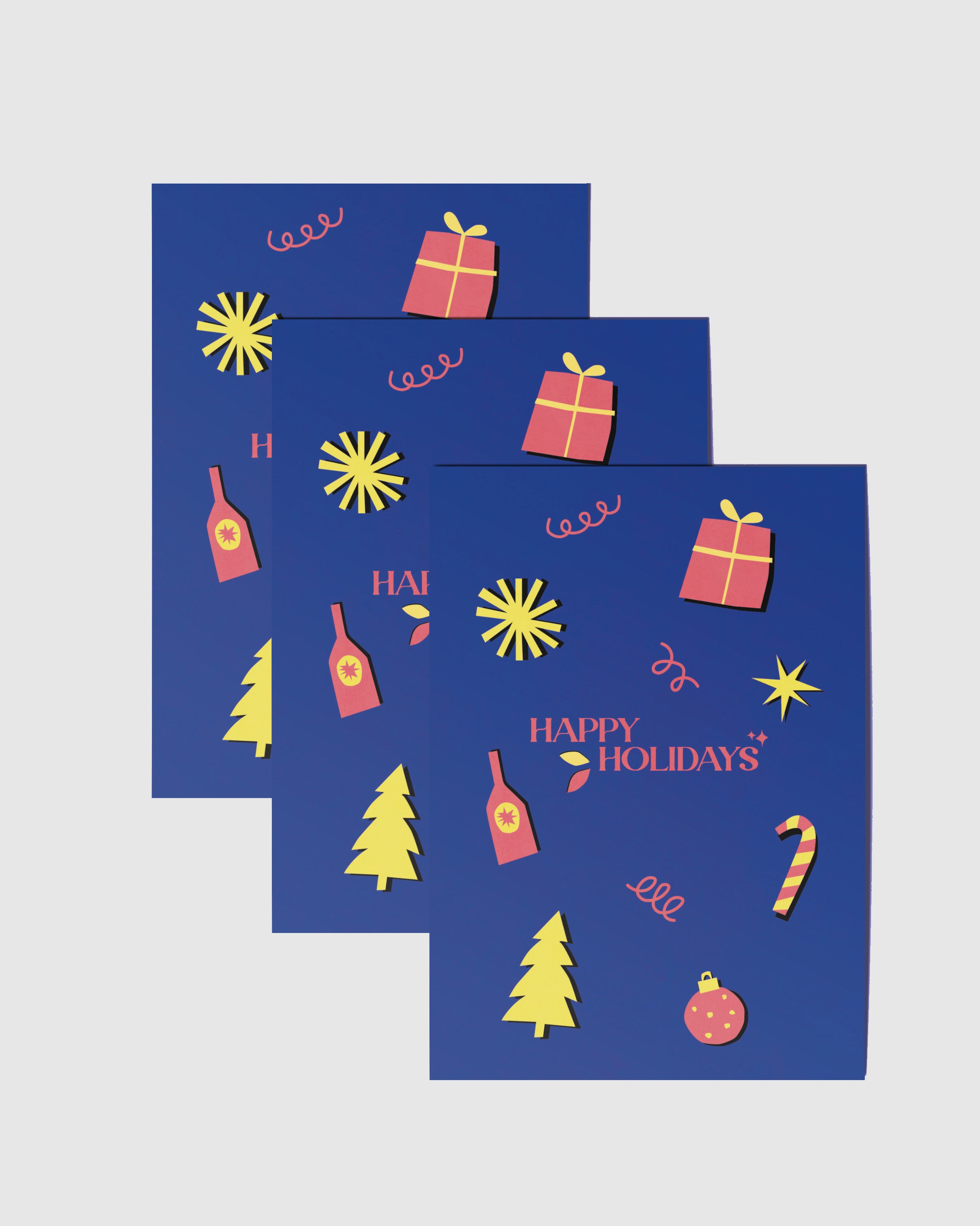 3er Set Happy Holidays Postkarte - A6